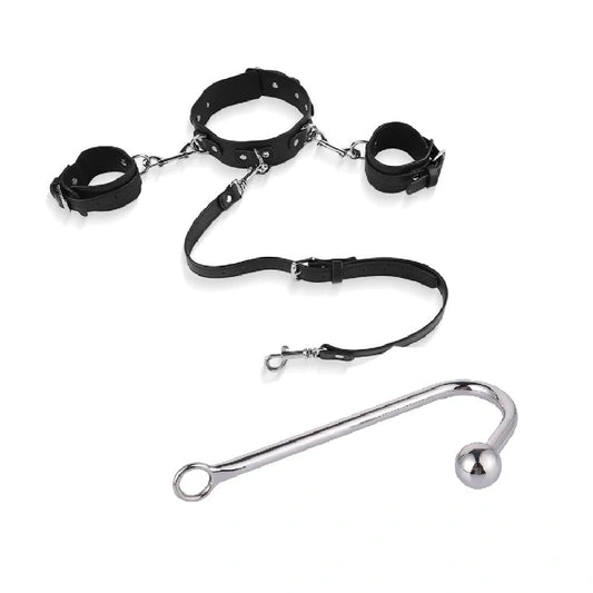 with Anal and Cuffs 5334 Collar Elegant Beaded Hook 0802
